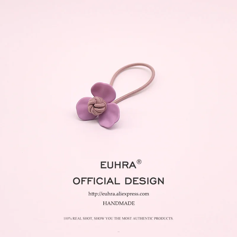EUHRA, 6 цветов, эластичные резинки для волос с лепестками цветов, эластичная лента для волос для женщин и девочек, детские аксессуары для волос, резинка - Цвет: Color 4