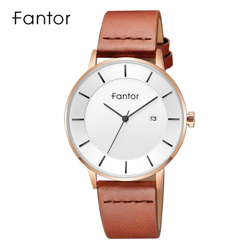 

Fantor Men's Casual Brand Thin Minimalist Quartz Wristwatch Men Fashion Classic Date Business Leather Watch