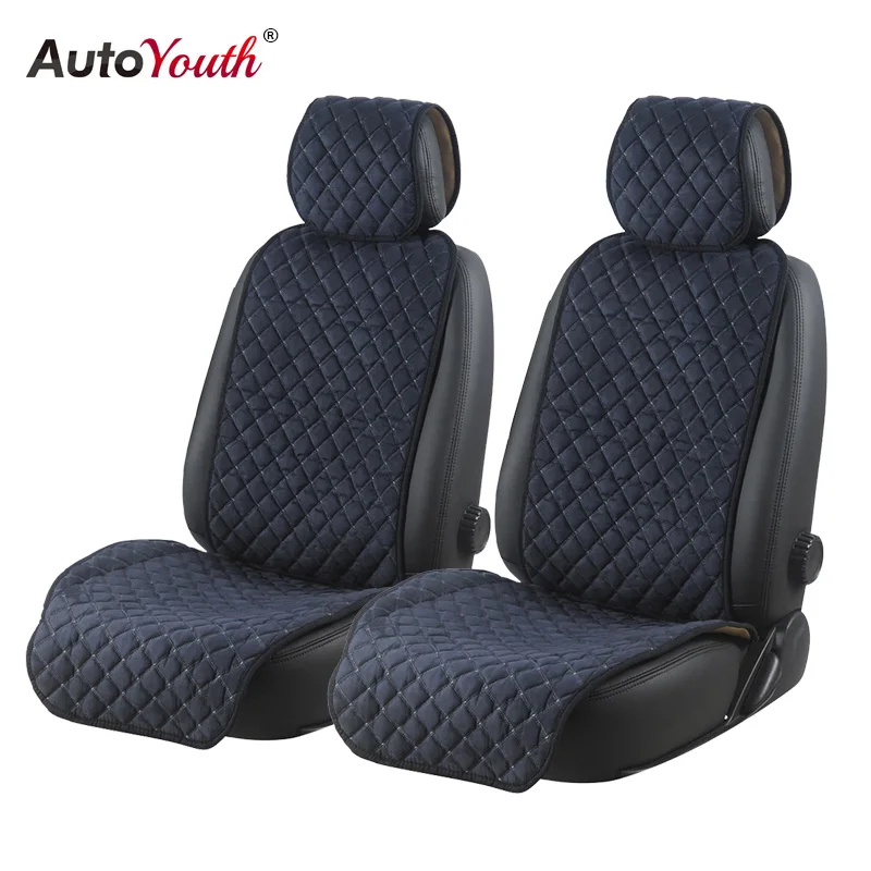 AUTOYOUTH asiento de coche del algodón cojines 2 asientos asiento de coche transpirable cubierta Protector Universal para camiones SUV azul oscuro no antideslizante - 1