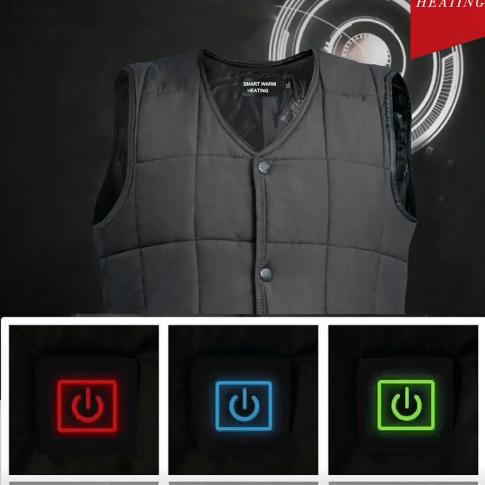 Интеллектуальный Электрический согревающий пояс, зимнее теплое пальто без рукавов, теплая куртка для тела, черная одежда С Электрообогревом, подтяжки