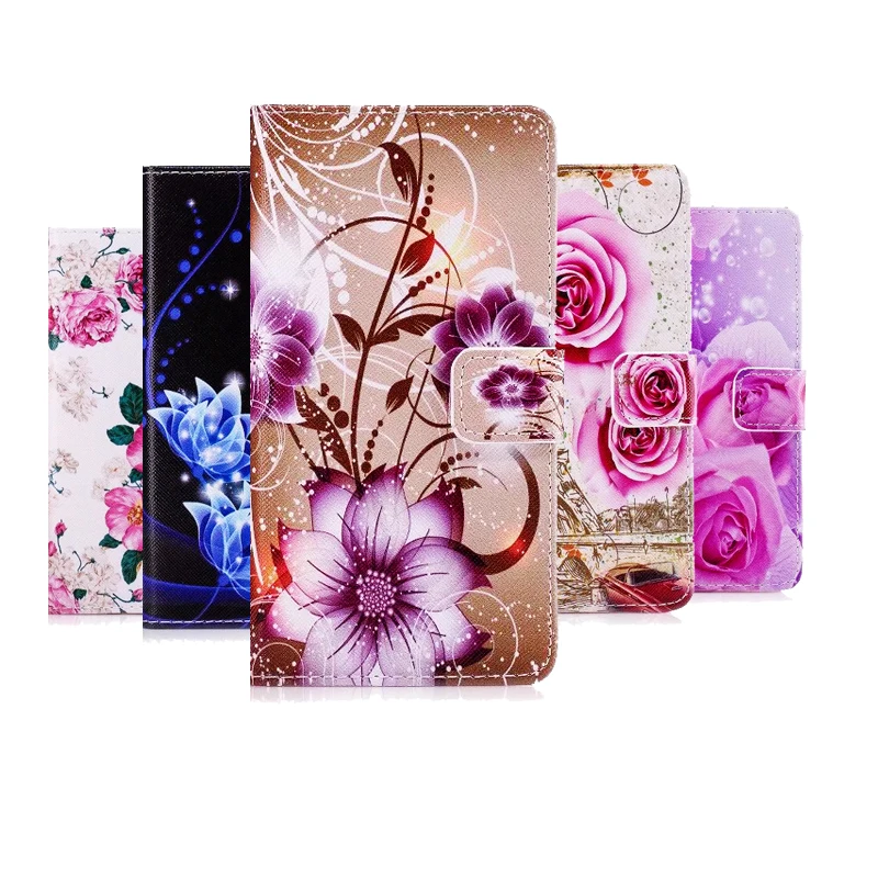 

For Samsung Galaxy S8 A510 A5 A3 A7 2017 J1 J3 J5 J7 2016 2015 PU leather phone case Flower Painted flip stand wallet card solt