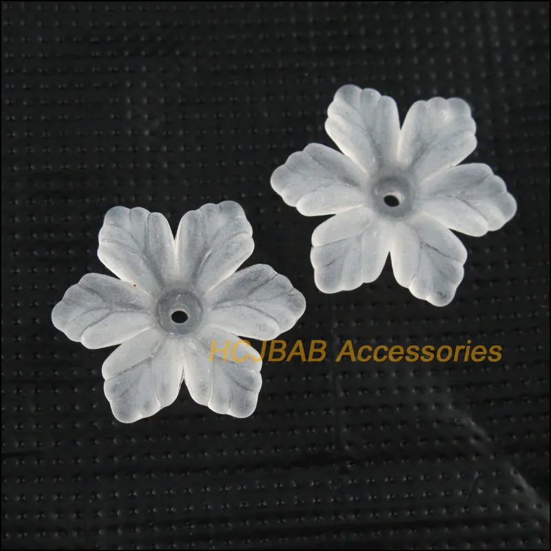 

25Pcs White Acrylic Plastic Star Flower Spacer Beads End Caps Charms 18.5mm