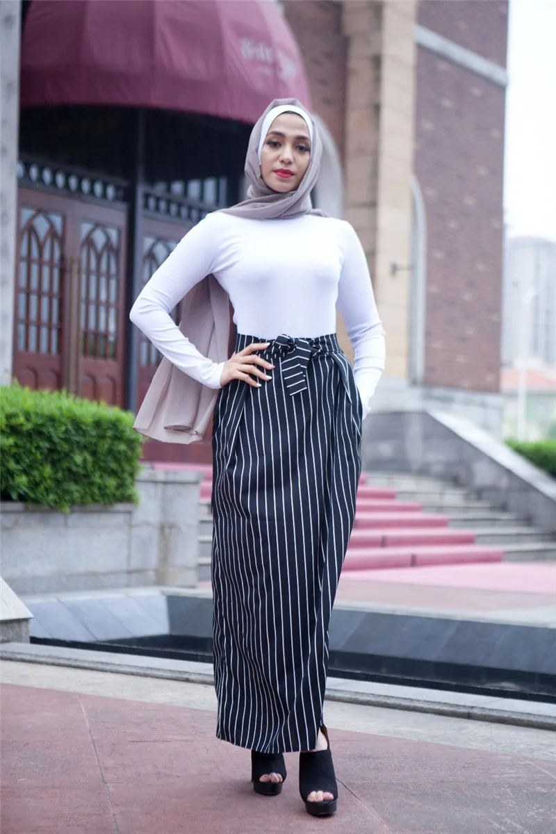 3-Fashion-Women-s-Striped-Skirt-Muslim-Bottoms-Long-Skirts-Tutu-Skirt-Elegant-Floor-Ramadan-Party-Worship