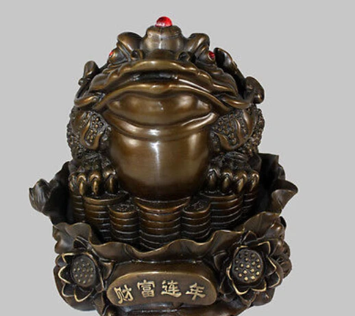 

8" China Folk Bronze Yuanbao Coins Wealth Golden Toad Frog Statue Bronze decoration bronze factory outlets