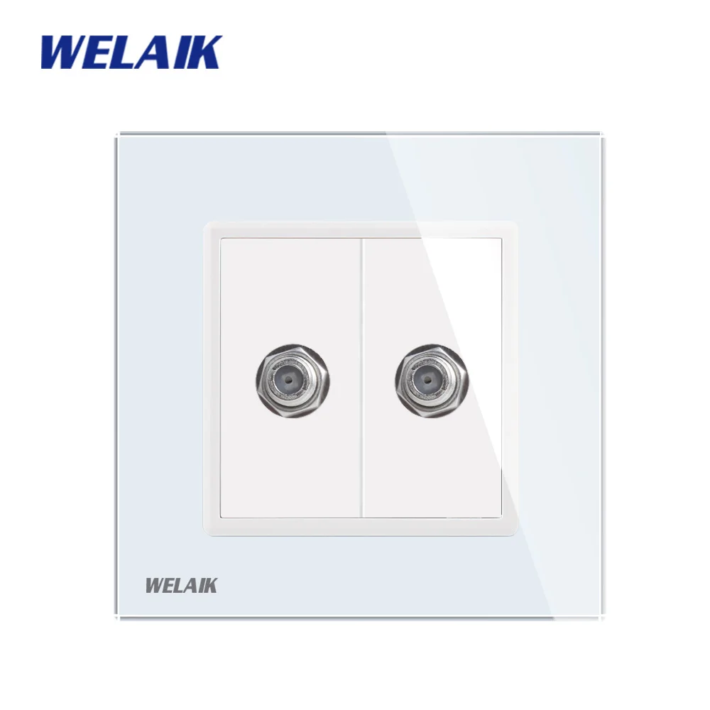 Welaik Кристалл Стекло Панель 1 Рамки EU белый розетки спутниковый розетки розетка a182saw