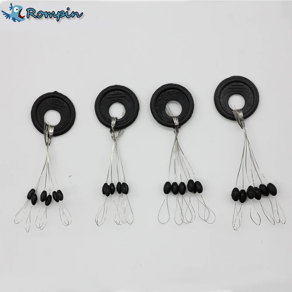 Rompin 10 комплектов Размер SS/S/M/L черная резиновая овальная пробка поплавок для рыбалки ограничитель лески