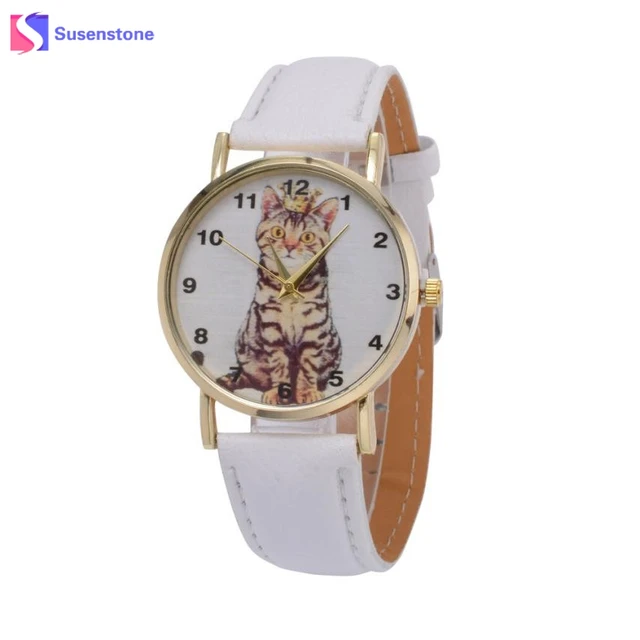 Fashion Men Women Watches Leather Quartz Analog Wrist Watch Cute Cat Print Ladie Fashion Men Women Watches Leather Quartz Analog Wrist Watch Cute Cat Print Ladie