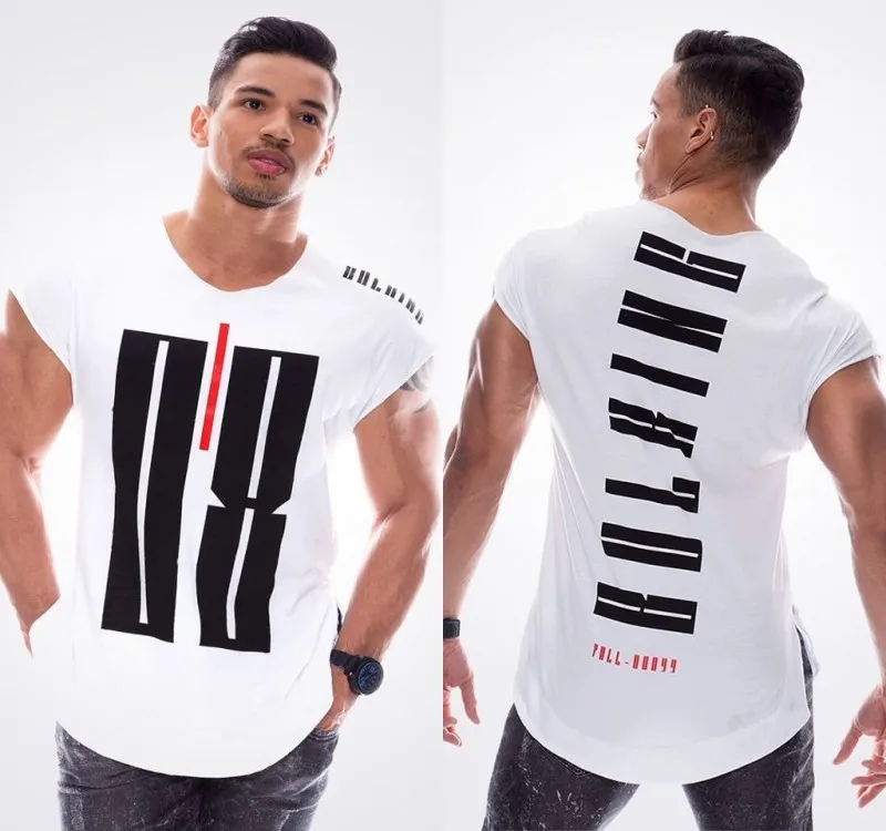 2018 Men Summer Fashion Leisure t Shirt Fitness Bodybuilding Muscle male Short Slim fit Shirts Cotton Tee tops clothing