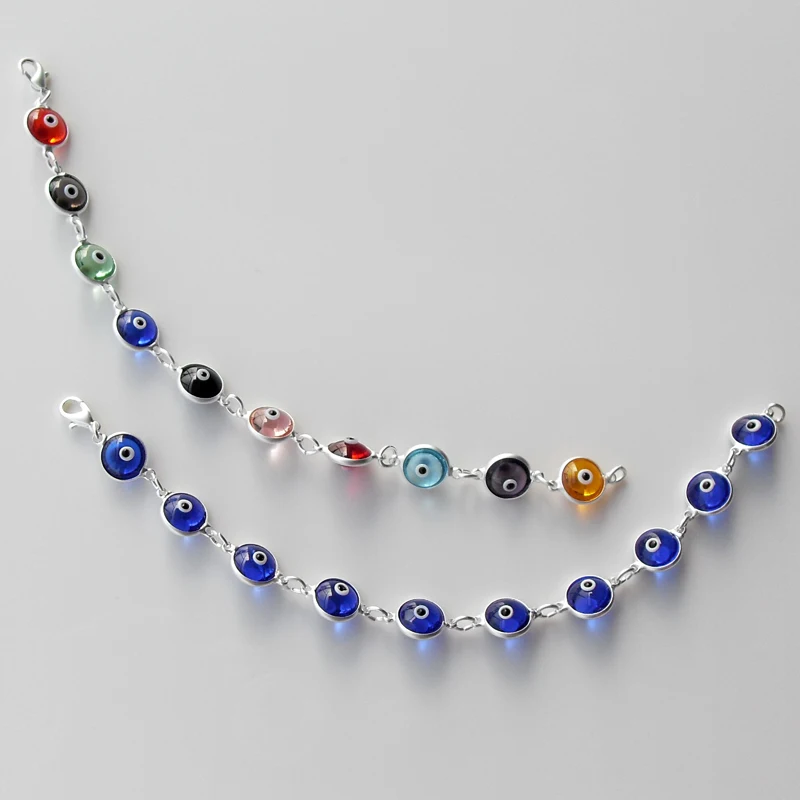 Turkish Evil Blue Eye Bracelet Crystal Beads 10mm Lucky Blue Eye Nazar