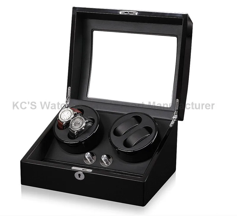 Luxury  Wood Automatic Rotation 4 + 6 Watch Winder Storage Display Case Box