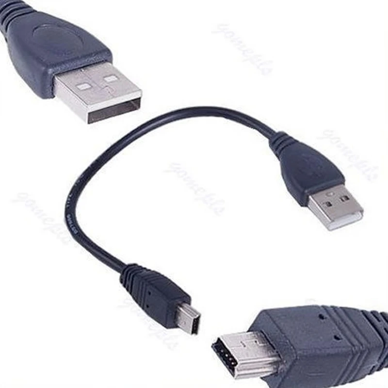 

New USB Short 2.0 A Male to Mini 5 Pin B Data Charging Cable Cord Adapter