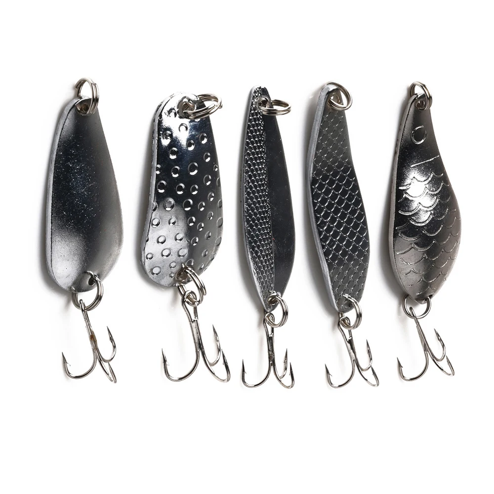 

Hengjia 1pcs Metal Spinner Spoon Fishing Lure Hard Baits Silver Sequins Noise Paillette Treble Hook Tackle 10/10.5/14/16.5/20g