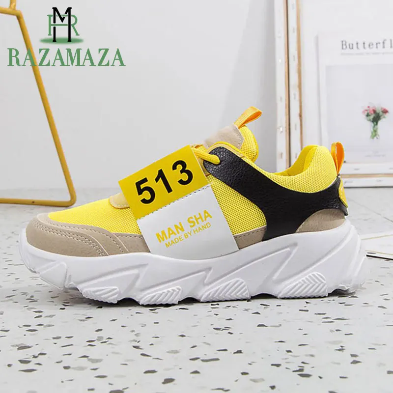 

RAZAMAZA Women Sneaker Thick Bottom Summer Spring Vulcanized Shoes Women Young Teen Fashion Mixed Colors Sneakers Size 35-40