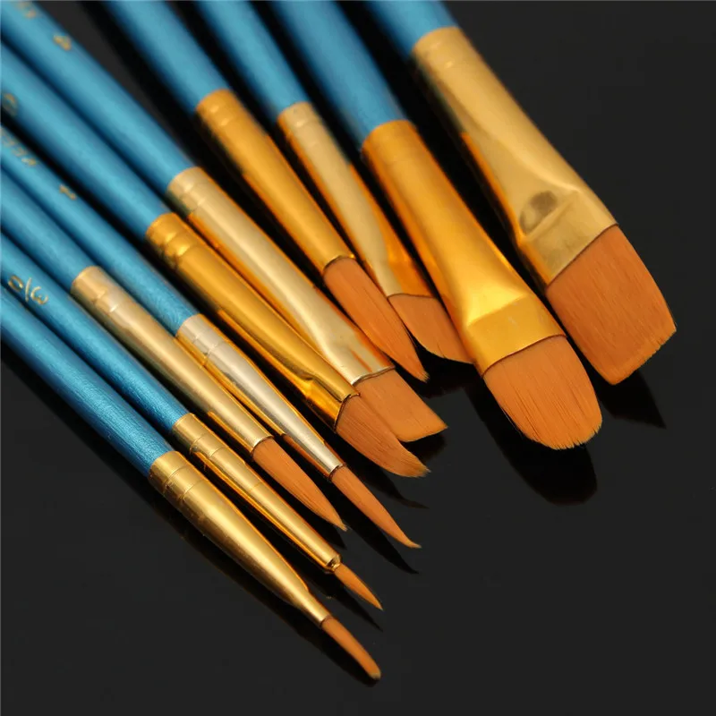 

Hot 10pcs New Nylon Wooden Handle Paint Brush Set for Kids Watercolor Gouache Drawing Painting Art Supplies MDD88