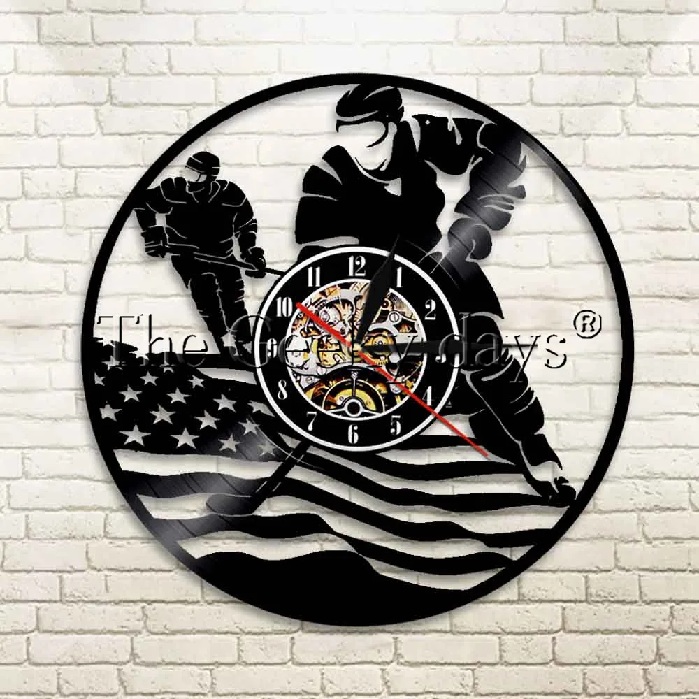 1Piece Ice Hockey Sport Goalkeepers Vinyl Record Wall Clock Living Room Decor Gift Idea For Hockey Lover 1Piece Ice Hockey Sport Goalkeepers Vinyl Record Wall Clock Living Room Decor Gift Idea For Hockey Lover