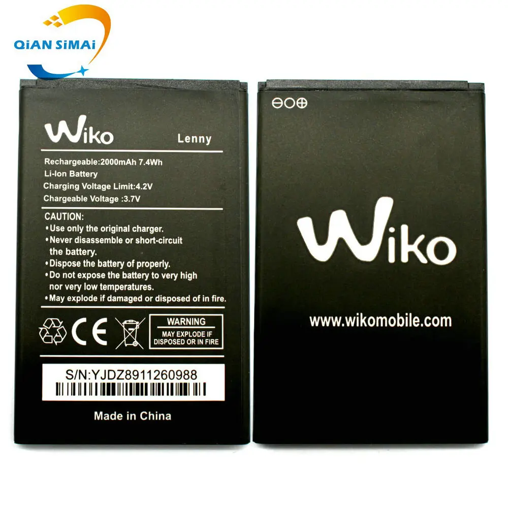 QiAN SiMAi 1800 мАч новый 100% высококачественный аккумулятор LENNY для Wiko мобильный
