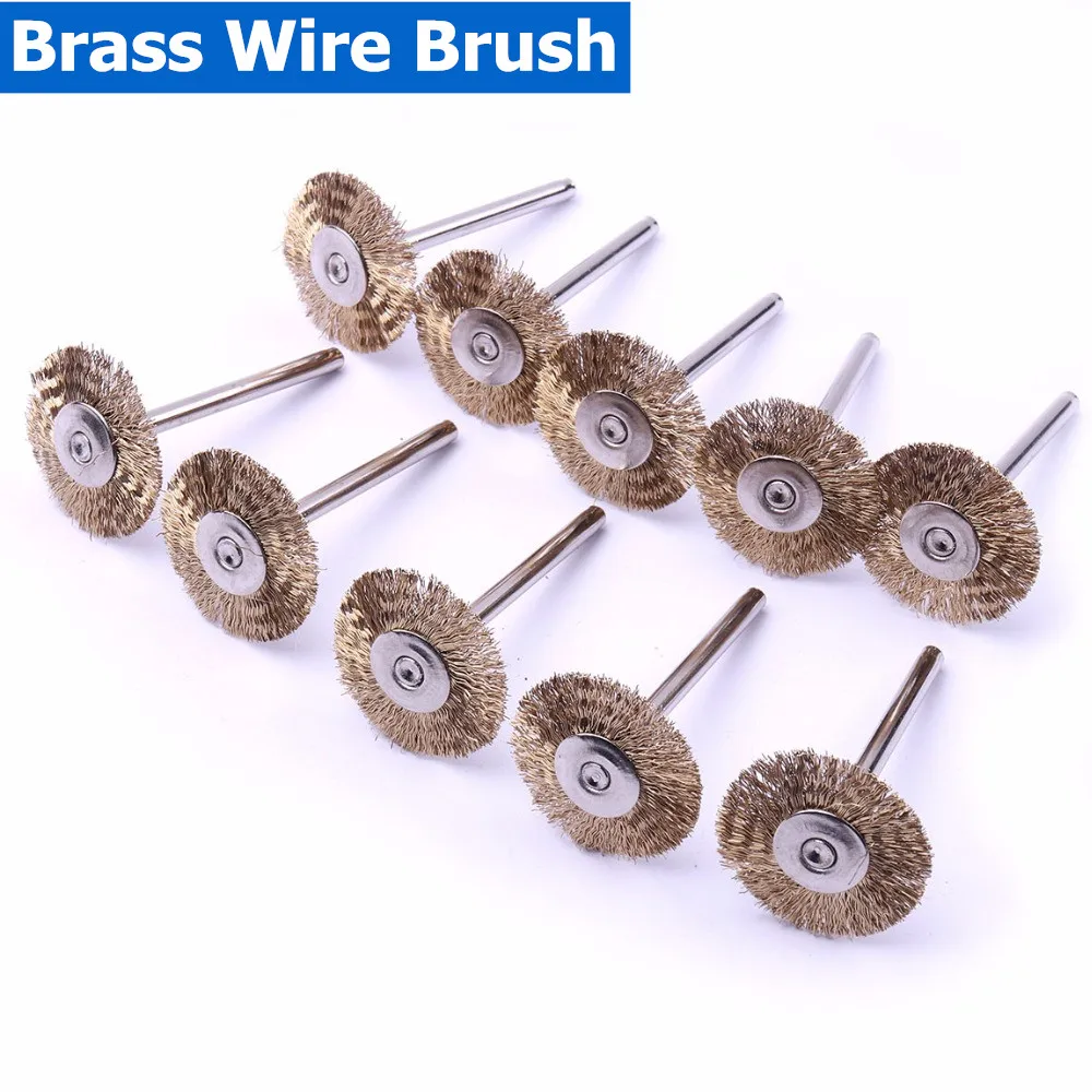 Dremel Accessories 10Pcs 22mm Copper Brass Wire Wheel Brushes Kit Set