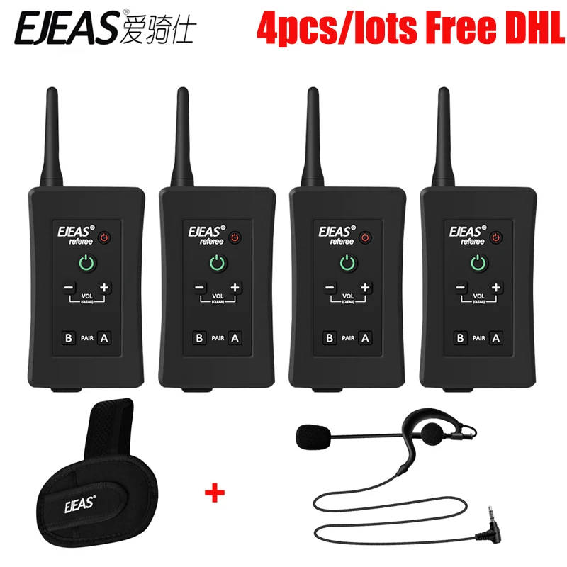 

Free DHL 4pcs/lots EJEAS Football Referee Intercom Headset FBIM 1200M Full Duplex Bluetooth Motorcycle Interphone Wireless