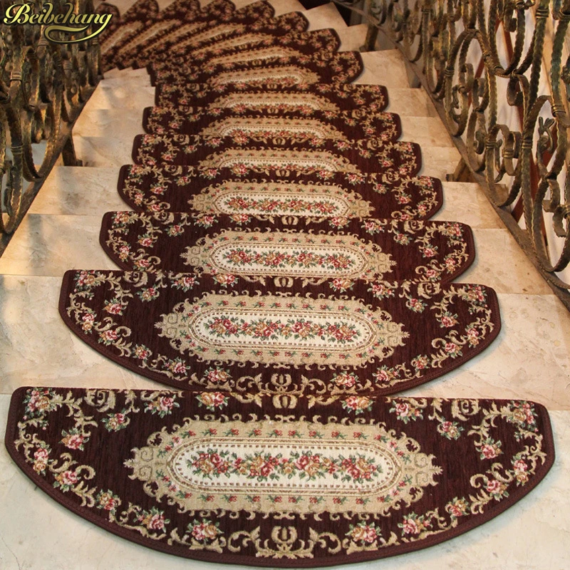 beibehang High-grade European pastoral wind stair mat glue-free self-adhesive step mat carpet anti-slip mat foot mat felpudo beibehang High-grade European pastoral wind stair mat glue-free self-adhesive step mat carpet anti-slip mat foot mat felpudo