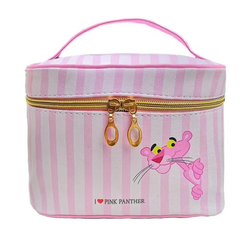 

Cartoon Animal Pink Panther Cosmetic Bag Box Travel High Capacity Makeup Pouch Women Zipper Organizer Toiletry Make Up Case