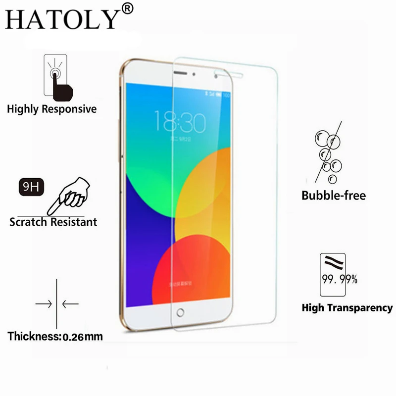 

2PCS Tempered Glass For MEIZU MX4 Ultra-thin Screen Protector for Meizu MX4 Glass MX 4 Meizumx4 Toughened Protective Film HATOLY