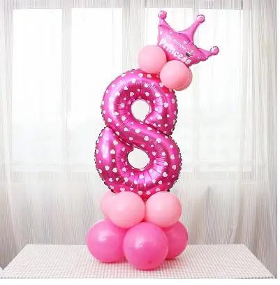 Воздушные шары с цифрами голубого и розового цвета для вечеринок с днем рождения, Детские вечерние шары с цифрами для мальчиков и девочек - Цвет: 09