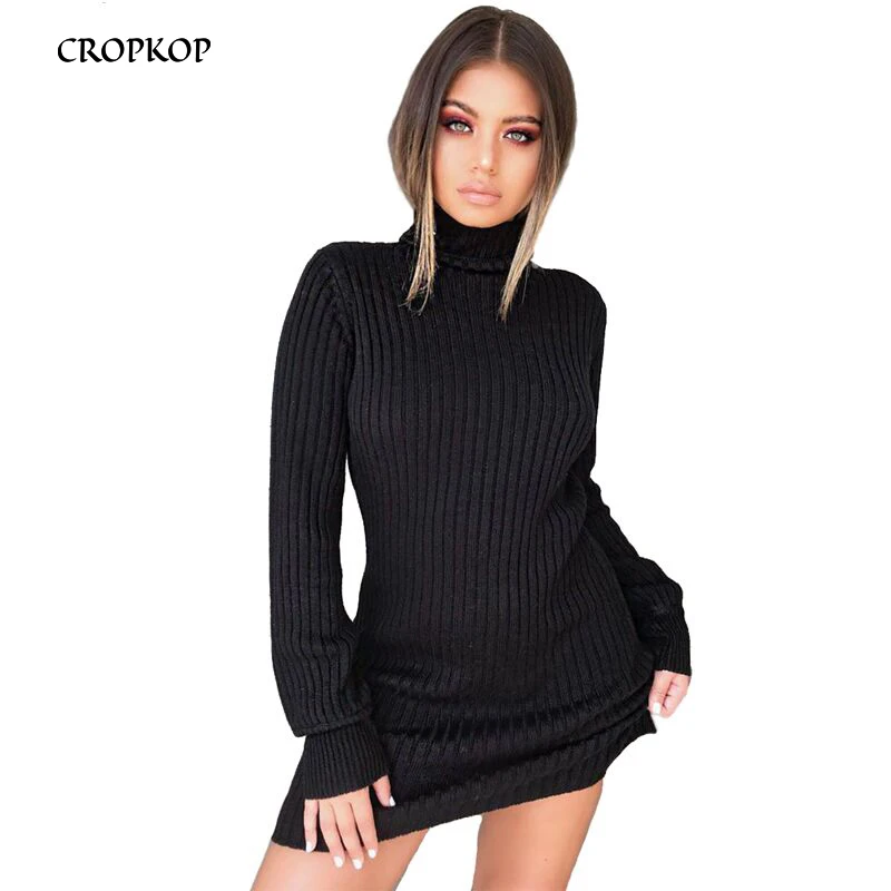 black turtleneck dress