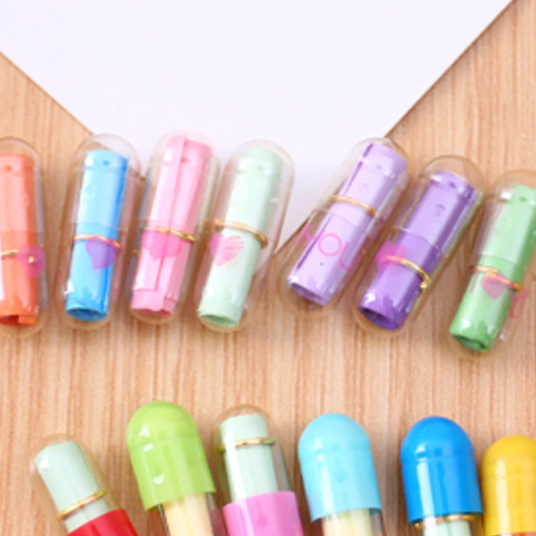 

50pcs/lot Clear Color Love Blank Message Capsule Envelope Letter Paper for Children Wish Pill Capsule Message Letter Pill