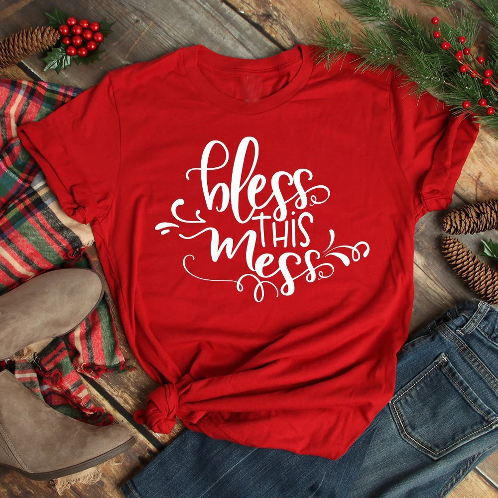 

2019 Bless This Mess Hot Mess Gift T-shirt Mom Funny T Graphic Christian Camisetas Tumblr Grunge Aesthetic Shirt Tee Top
