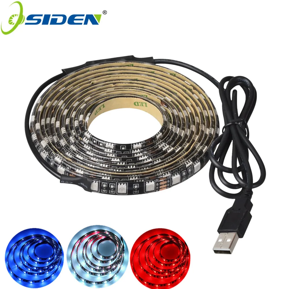 OSIDEN RGB USB Светодиодная лента световая струнная лампа водостойкая 5 в 5050 SMD 50 см 100 200