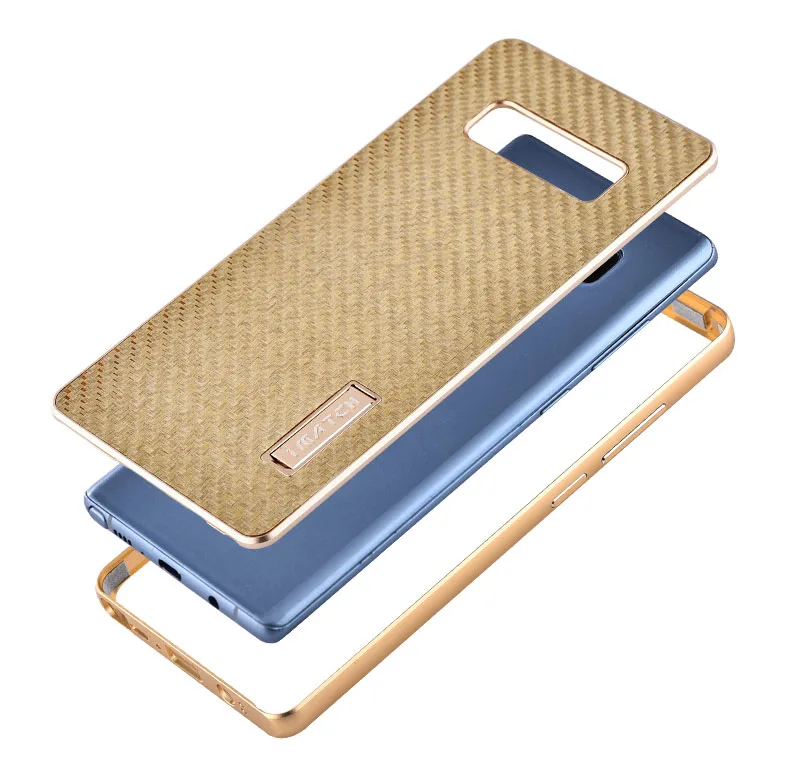 iMatch Luxury Aluminum Metal Bumper Carbon Fiber Back Cover Case for Samsung Galaxy Note 8