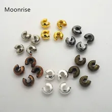 100 шт 3 мм открытые Обжимные бусины с узелками концевые наконечники для изготовления ювелирных изделий из серебра, золота, родия, бронзы и меди без свинца