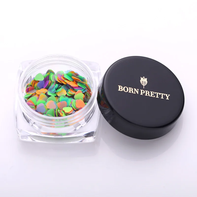 BORN PRETTY Neon Nail Sequins зеленый цвет флуоресцентный эффект сердце круг смешанный принт 3D украшение для ногтей светится в темноте