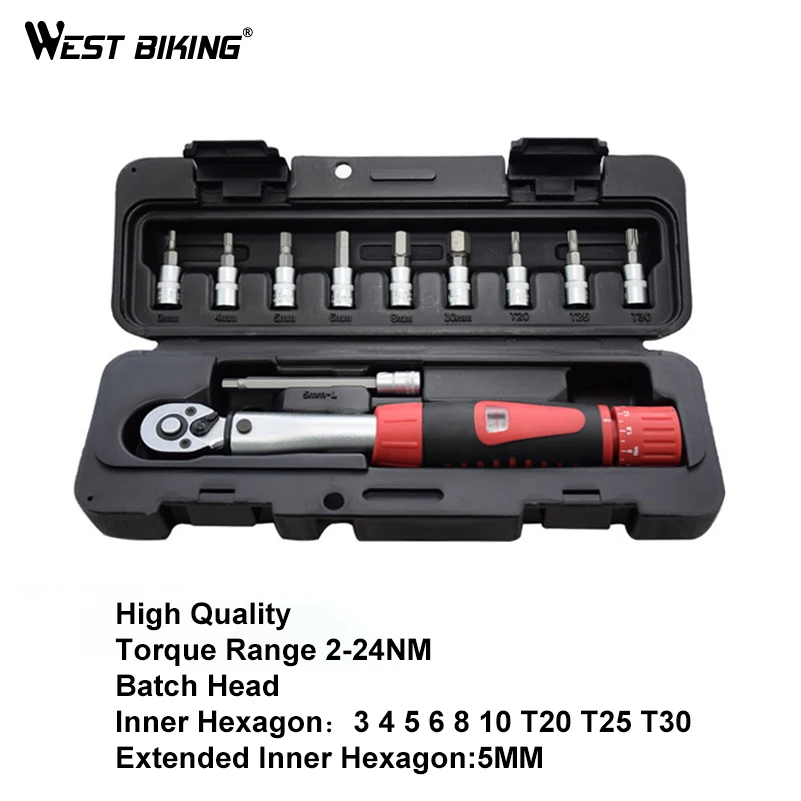 WEST BIKING 1/4'' 2-14NM Bike Torque Wrench Set Mechanical Torque Spanner Bicycle Repair Tools Kit Manual Wrenches Hand Tool Set