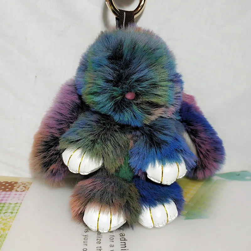 Модный плюшевый кролик, игрушки, меховой плюшевый брелок, брелок для ключей в виде зайца, автомобильный брелок, многоцветные куклы, подвески, сумка, брелок, ювелирный подарок