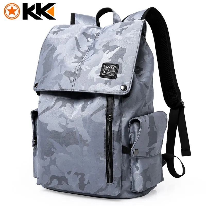 KAKA Mochila Камуфляжный Рюкзак 15," для ноутбука, мужской водонепроницаемый большой Многофункциональный рюкзак из Оксфорда, повседневные мужские рюкзаки для подростков - Цвет: Camouflage Gray