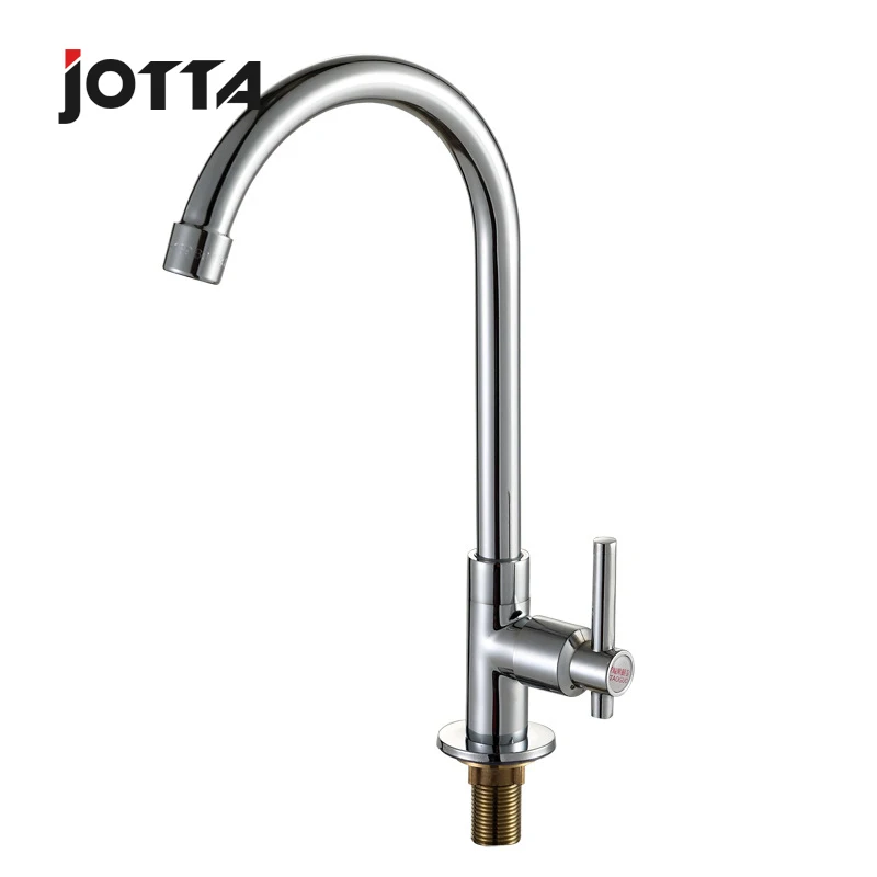 Zinc-alloy copper core round vertical large bend kitchen basin single cold goose neck faucet water purifier faucet