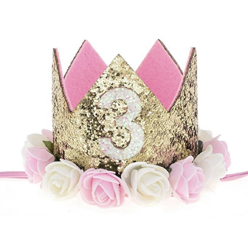 

Newborn Baby Boy Girl Numbers Birthday Party Princess Crown Flower Tiara