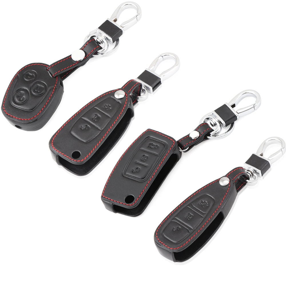 

Car Styling Leather Car Key Case Cover Set Protector For Ford Focus 2 3 4 MK2 MK3 MK4 Kuga Edge Mondeo Fusion Ecosport Fiesta