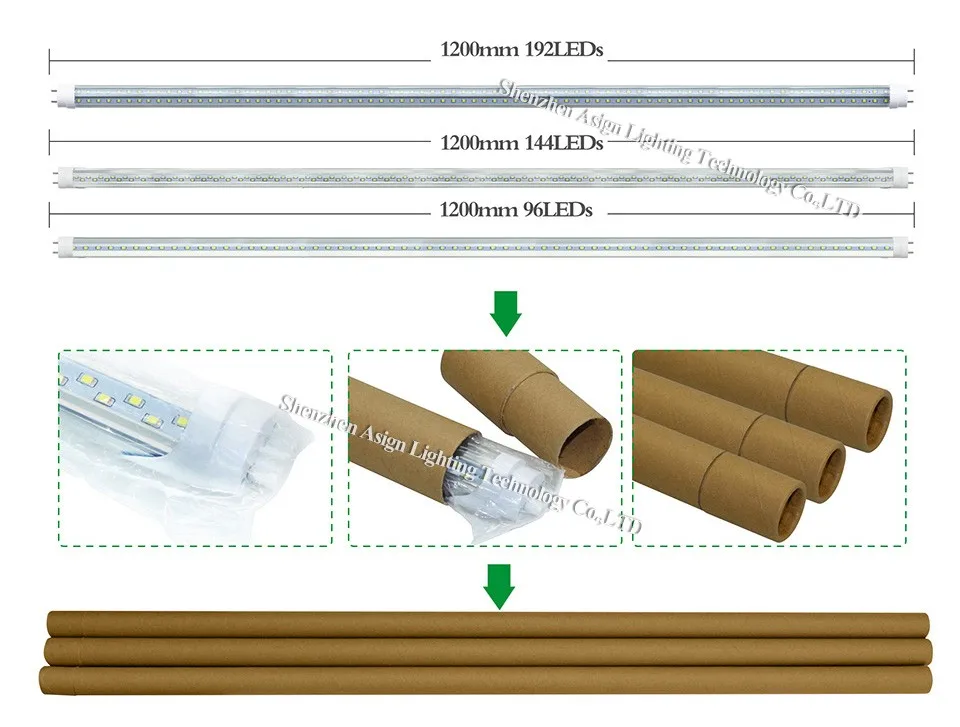 G13 4ft светодиодные лампы 20 Вт 28 Вт 36 Вт T8 96LED 144LED 192LED SMD2835 супер яркий светодиодный дневной AC 85-265 В ce rohs fcc