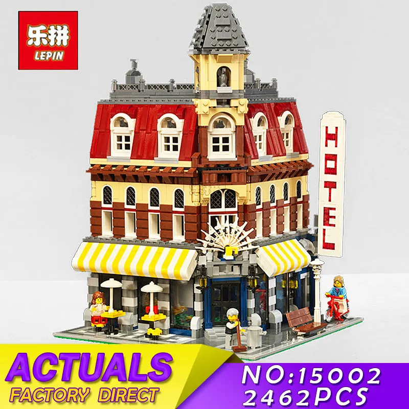 

2017 LEPIN 15002 2133Pcs City Cafe Corner Street Building Blocks Bricks Kits Educational Toys Children Gifts Compatible 10182