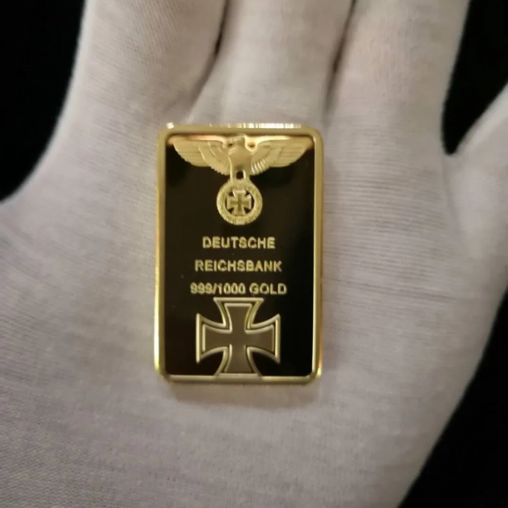 Бизнес-подарок для 999 настоящего золота бар Deutsche Рейхсбанк позолоченный бар немецкий Железный слиток бар OZ Орел крест коллекционные