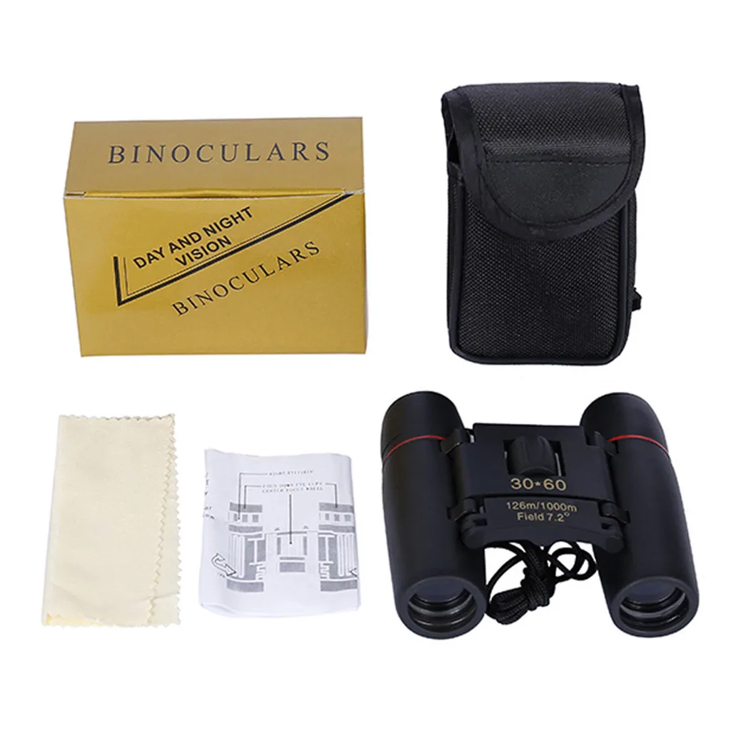 

Portable Mini Binoculars 30 x 60 Zoom Outdoor Travel Folding Telescope With Bag Telescope Magnification lens sport hunting 5.29