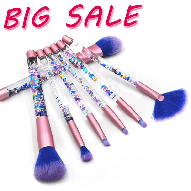 Glitter Crystal Makeup Brush Set 7pcs Diamond Professional Highlighter