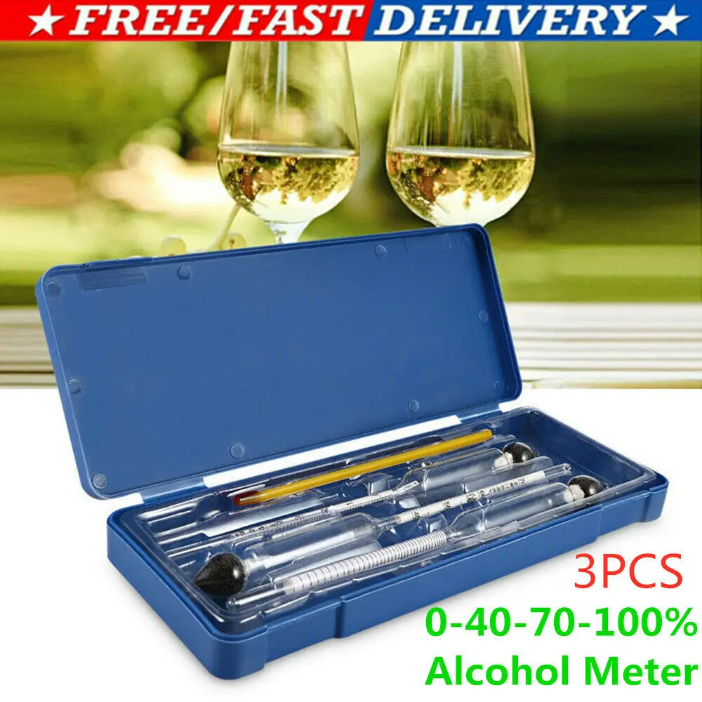 

3pc Wine Making Hydrometer Alcohol Meter Tester Measure Test 0-100% 0-40-70-100