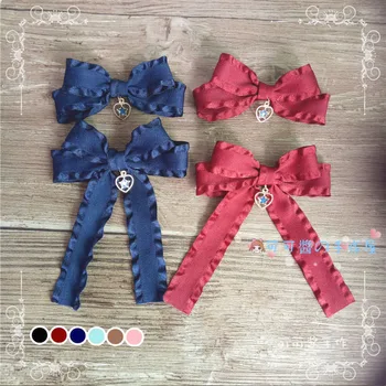 

Lolita hairpin hair trim side-slip Japanese soft sweet sweet sweet sweet heart Lori Lotus leaf side bow-tie pair accessories