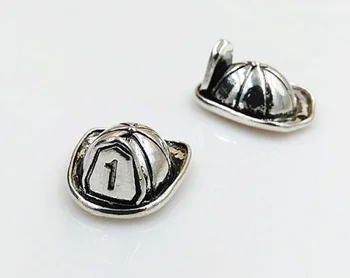 

40pcs Exquisite Focus on fire firefighters hat charm 15*19MM Antique silver Children's gift Jewelry earring bracelet necklace