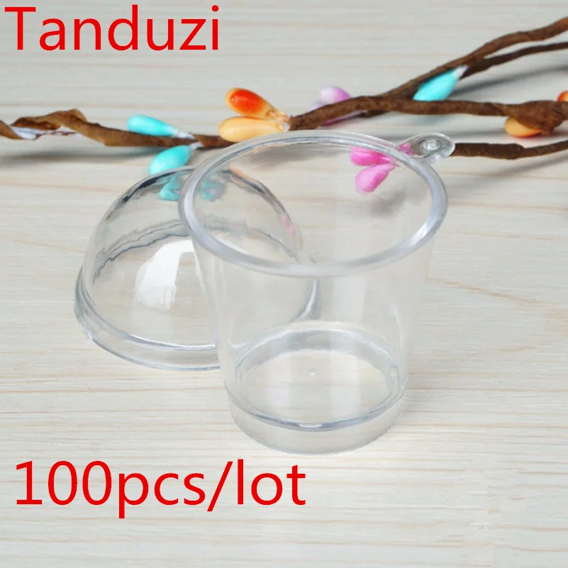 

Tanduzi 100pcs Cups+100pcs Lids Wholesale Cute Round Tiramisu Mousse Clear Cup With Cover Artificial Parfait Cup DIY Deco Parts