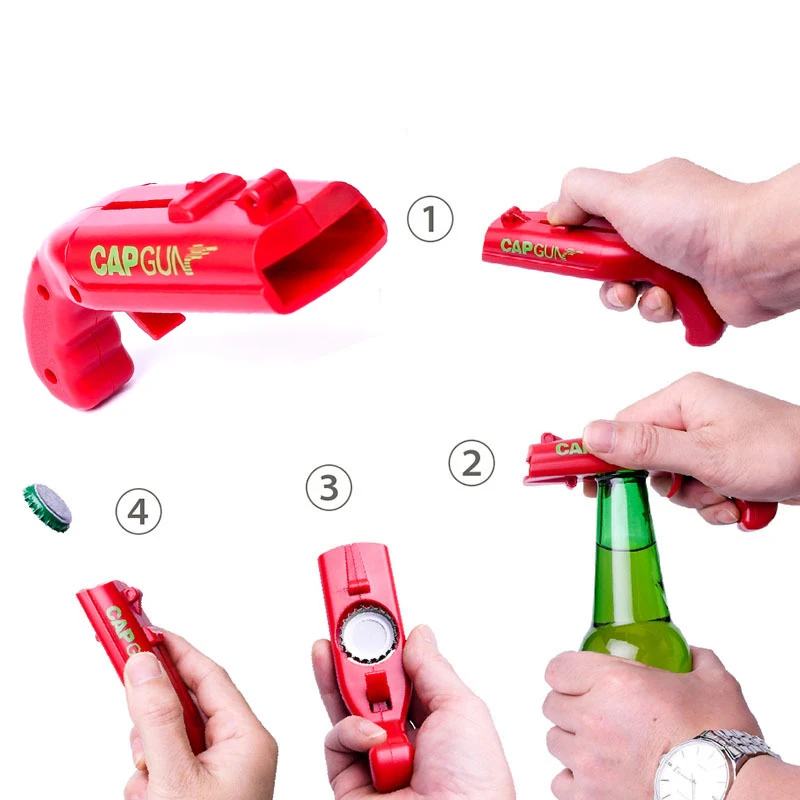 

1PCS Cap Gun Bottle Opener Beer Bottle Cap Launcher Kitchen Tools Cap Gun 5 Meter Home Bar Party Game Gadgets