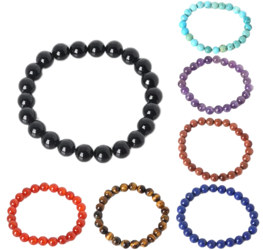 

Cheap! 6/8/10mm Natural Stone Bracelets Amethysts Quartzs Lapis Lazuli Beaded Stretch Yoga Bracelets Bangles pulseras mujer